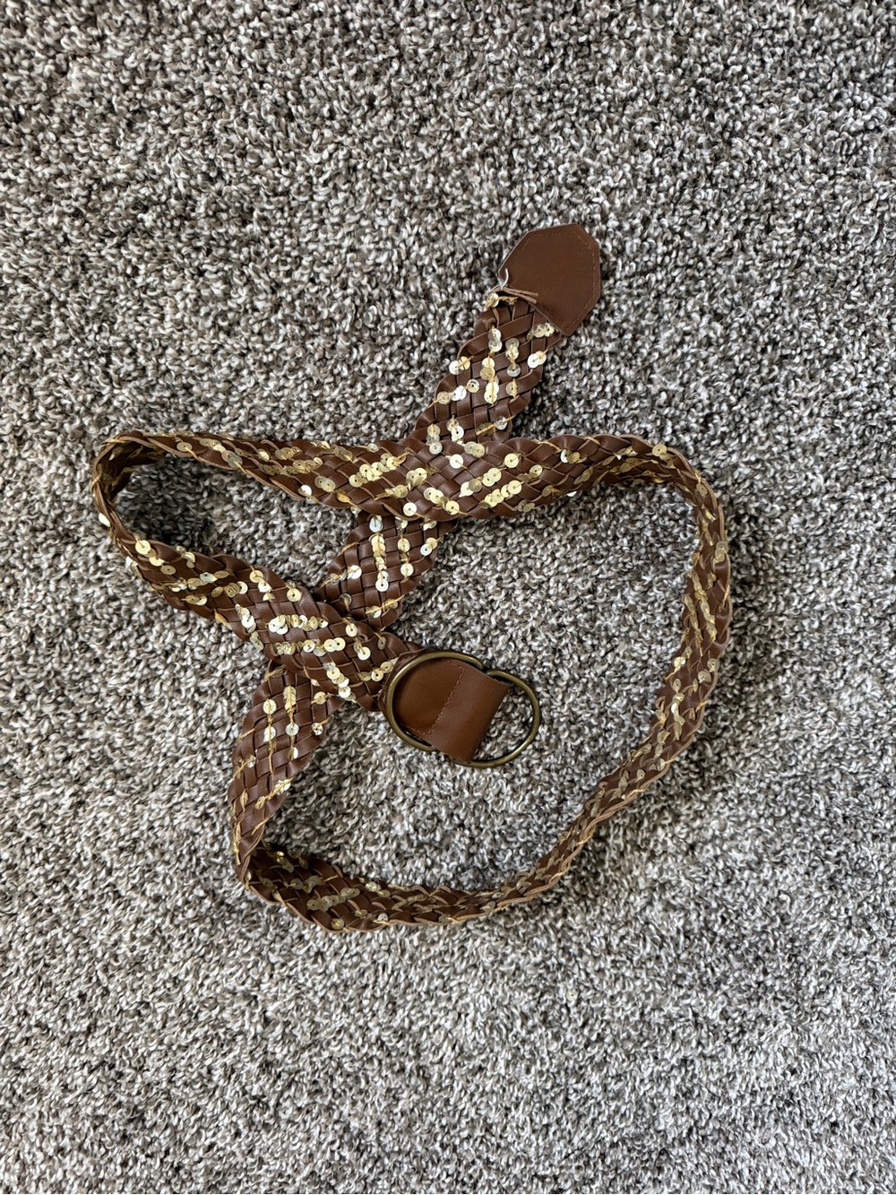 Y2K Brown Braided Sequin Women's Belt